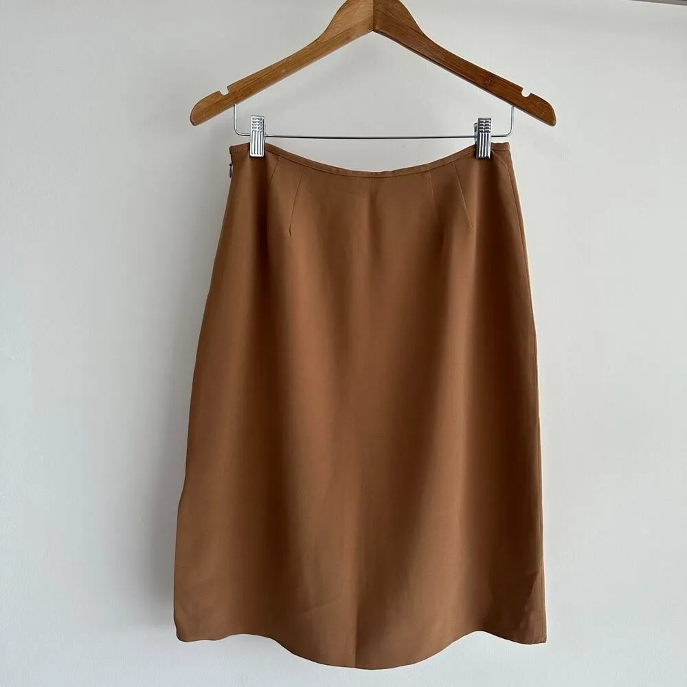 Valentino Miss V Pencil Skirt 28'' Minimalist Old Money Quiet Luxury Made Italy Brown - Image 2