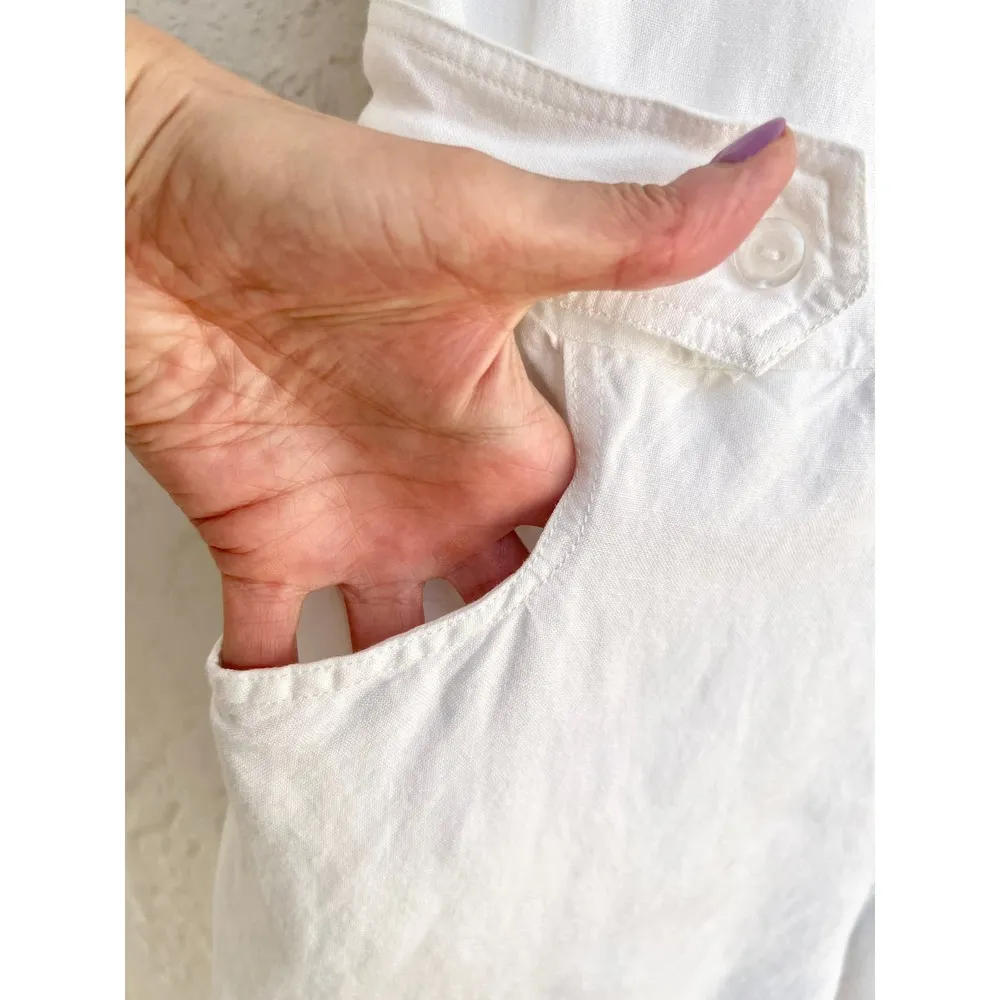 Free people Sleeveless Linen Blend Collared Romper White Women's Size Medium - Image 4