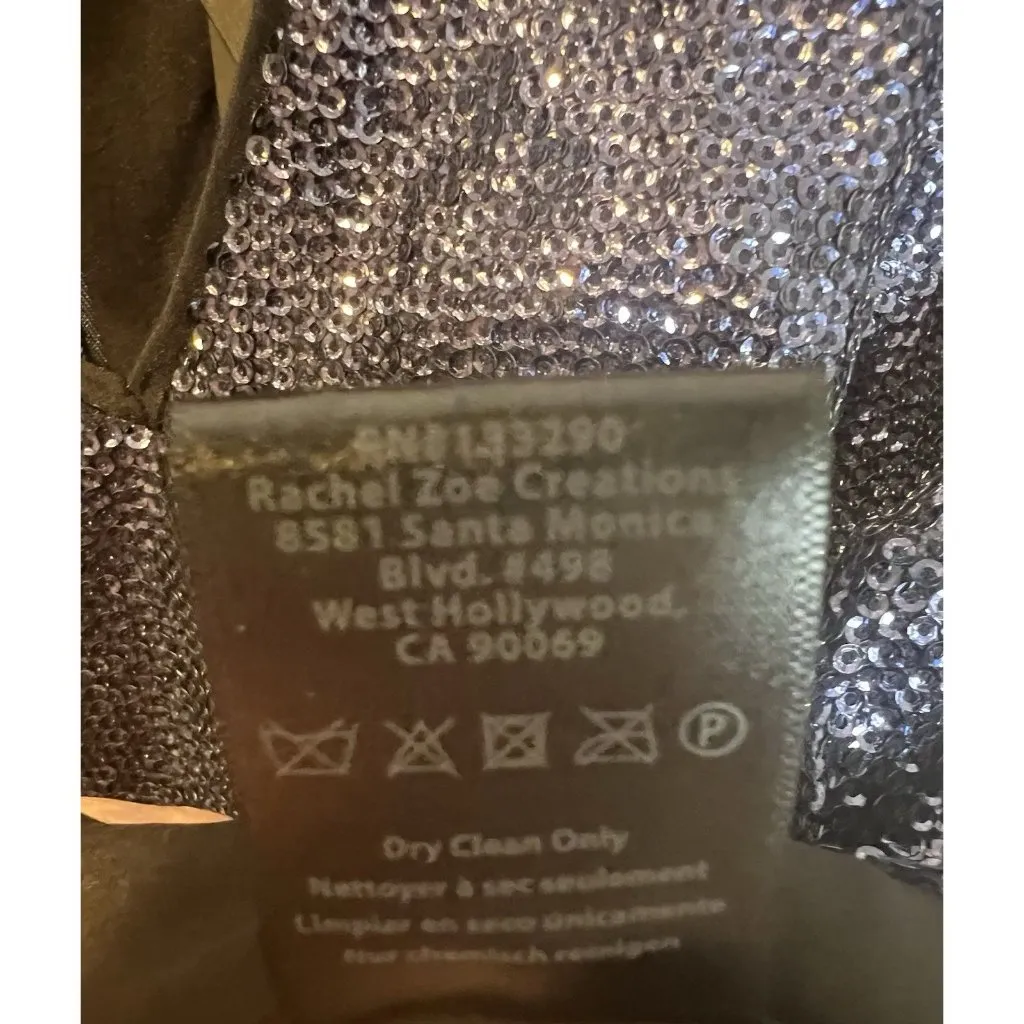 Rachel Zoe Clover Baby Doll Sequin Blouse Top Size 6 Navy Blue V-Neck NWT - Image 11