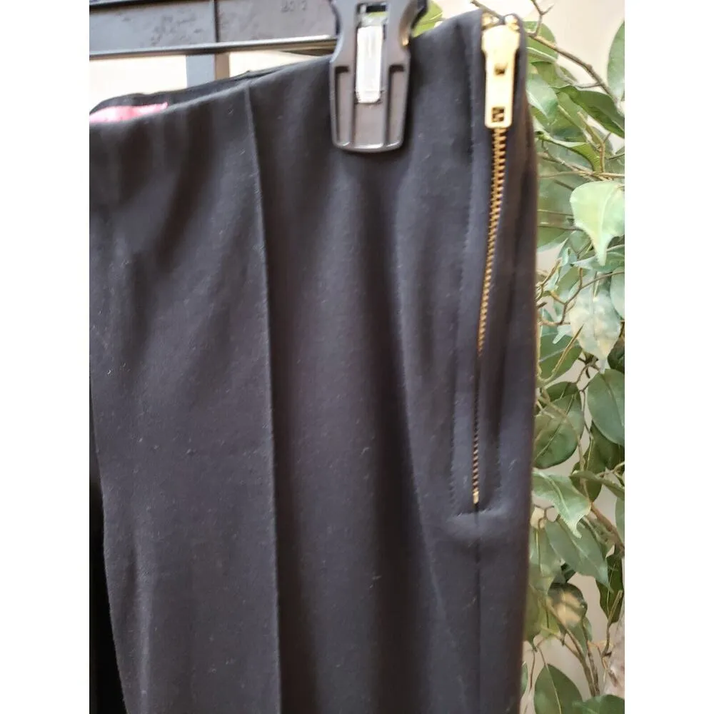 Vilagallo Women's Black Solid Viscose Edoardo Feather Side Zipper Pants 42 L Size L - Image 3