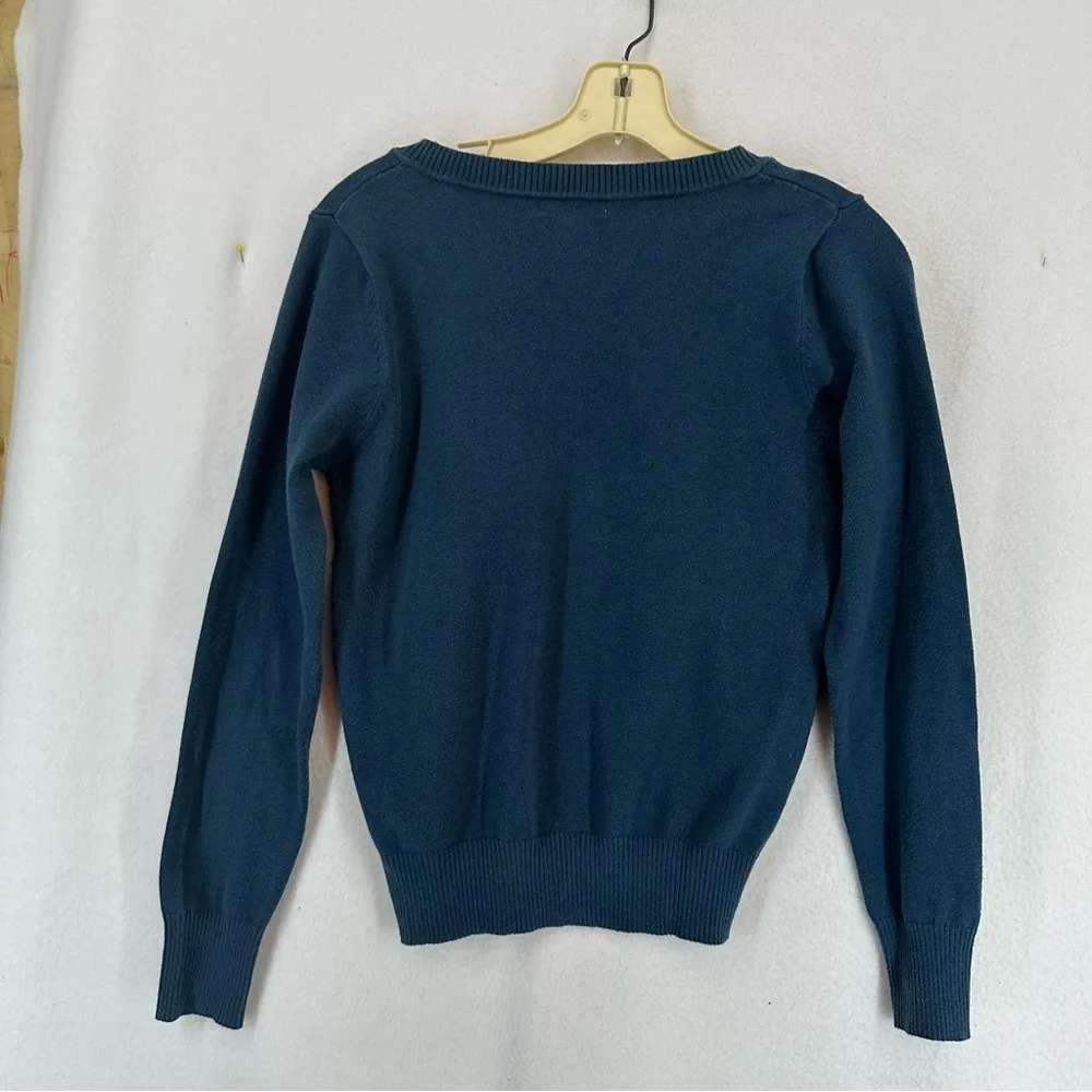 Active V Neck Pullover Basic Sweater Womens Large Blue - Image 7