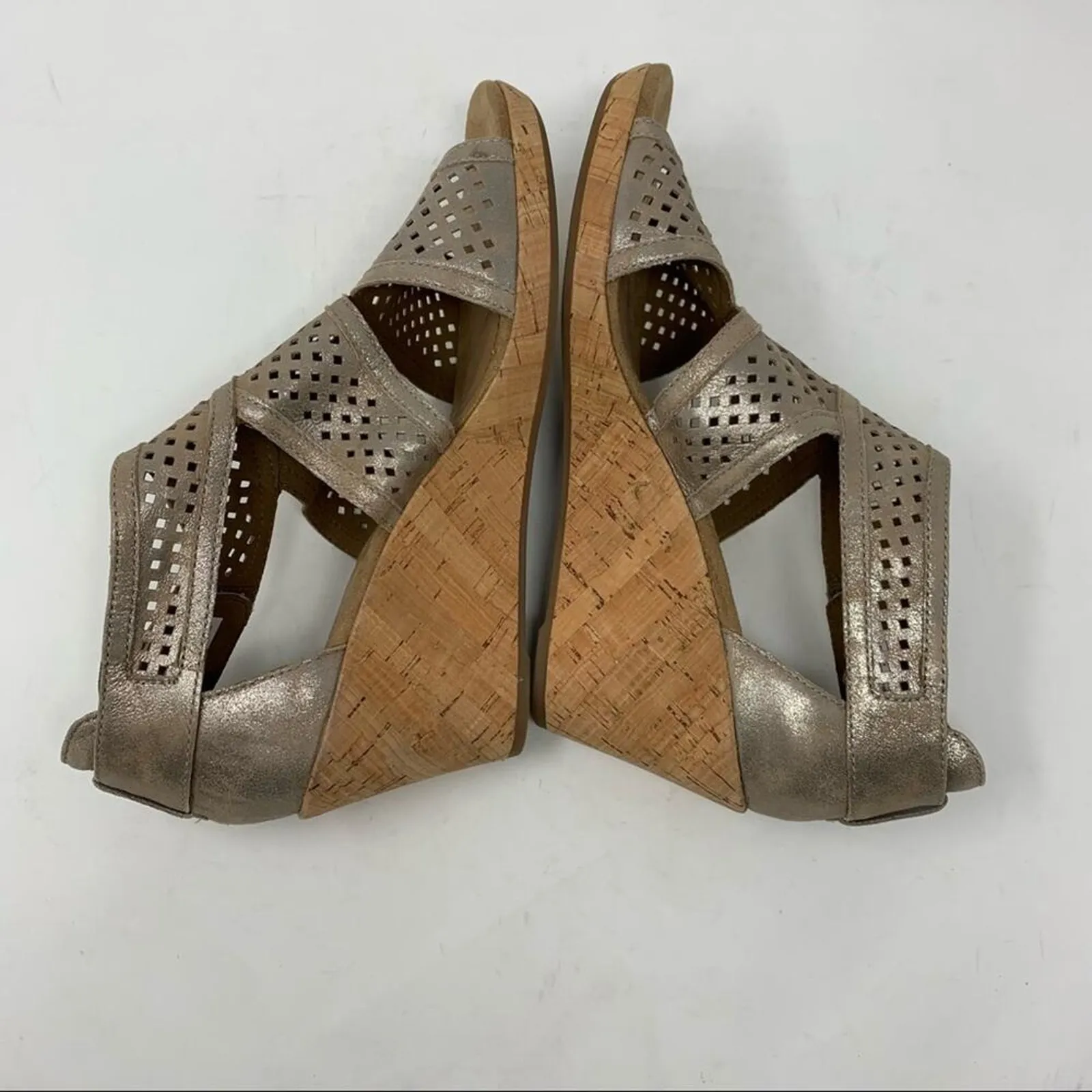 Rockport Cobb Hill Janna Caged Wedge Metallic Sandal 10 NEW Silver - Image 6