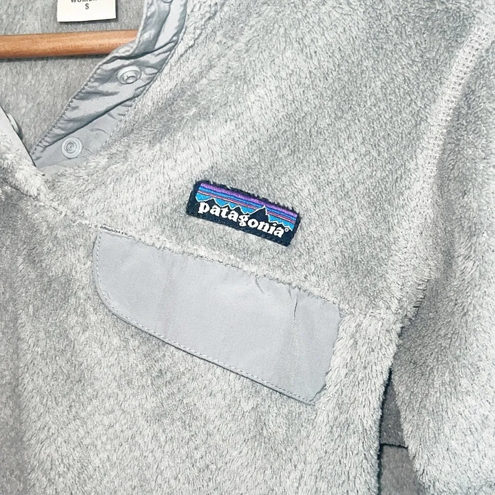 Patagonia Gray Button Snap Pullover Fleece 100% Polyester Jacket - Image 4