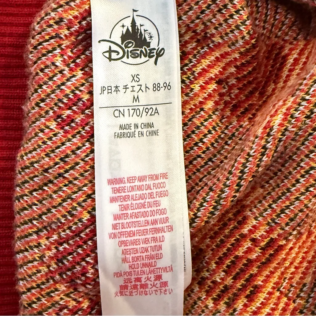 Disney Mickey Mouse Cardigan Sweater Allover print Classic Red Unisex XS - Image 7