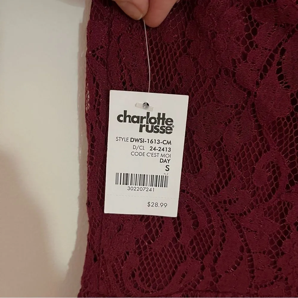 Charlotte Russe NWT Halter Neck Line A Line Lace Mini Dress - Image 4