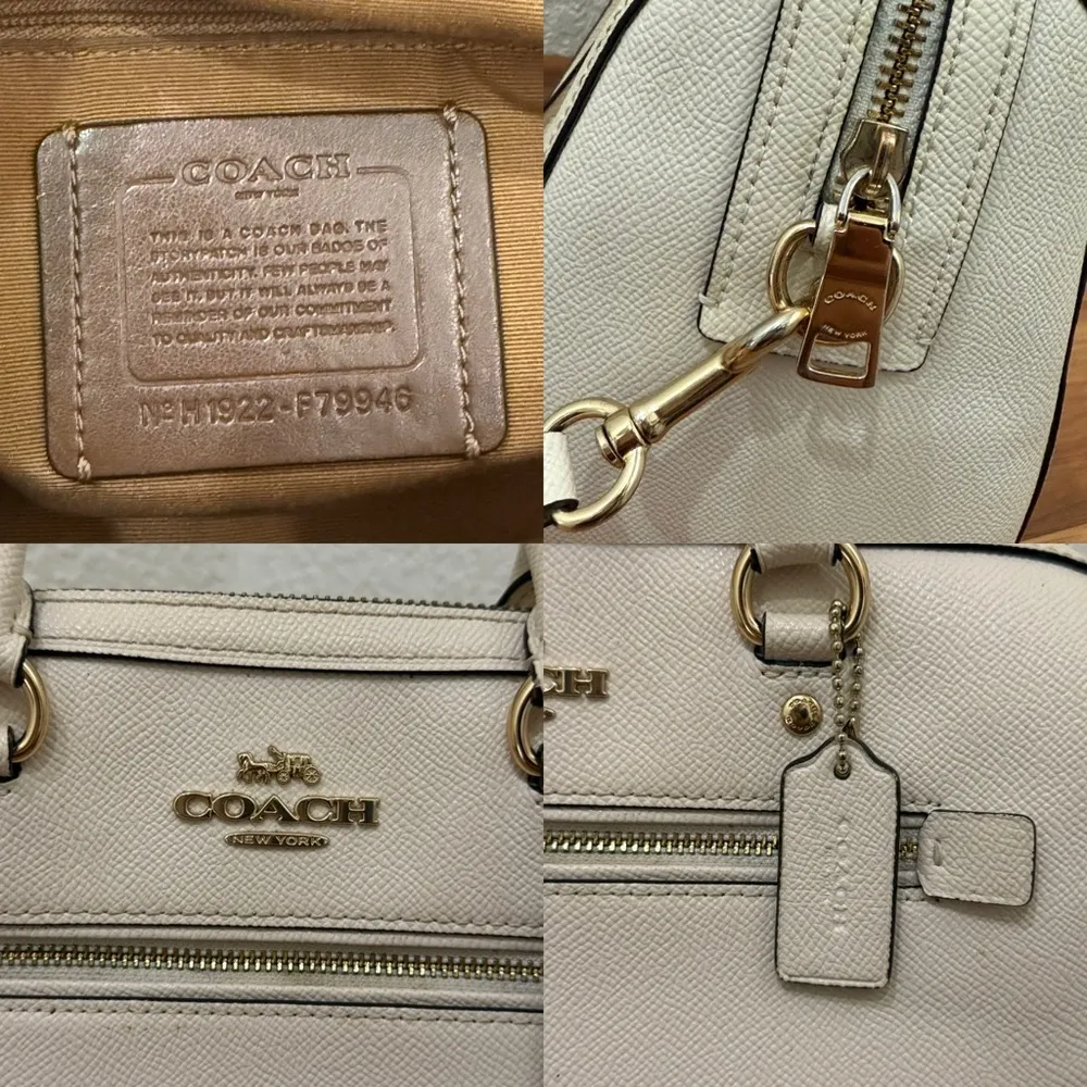 COACH 79946 Rowan Crossgrain Leather Satchel Shoulder Crossbody Bag Chalk / Gold - Image 11