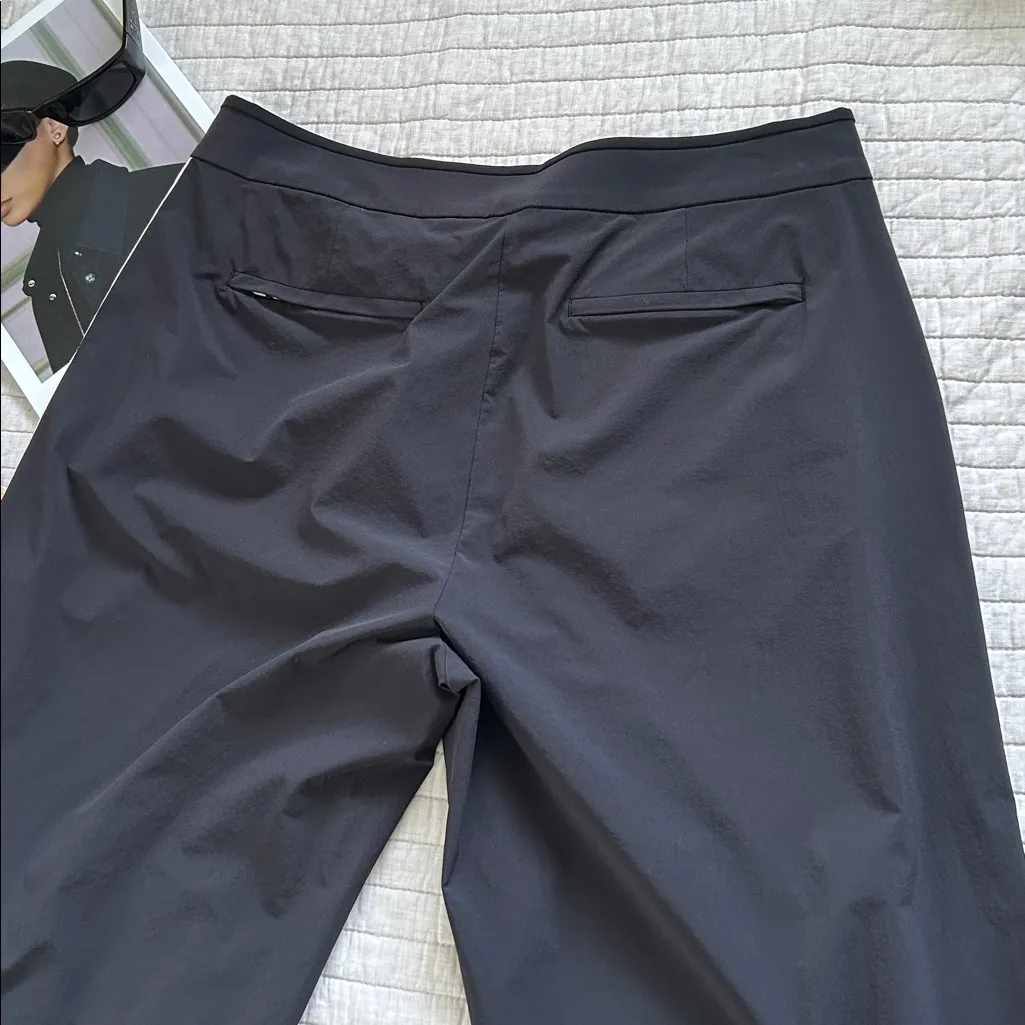 Athleta luxe Gramercy track black w/stripe wide leg, athletic trouser pants 12 - Image 13