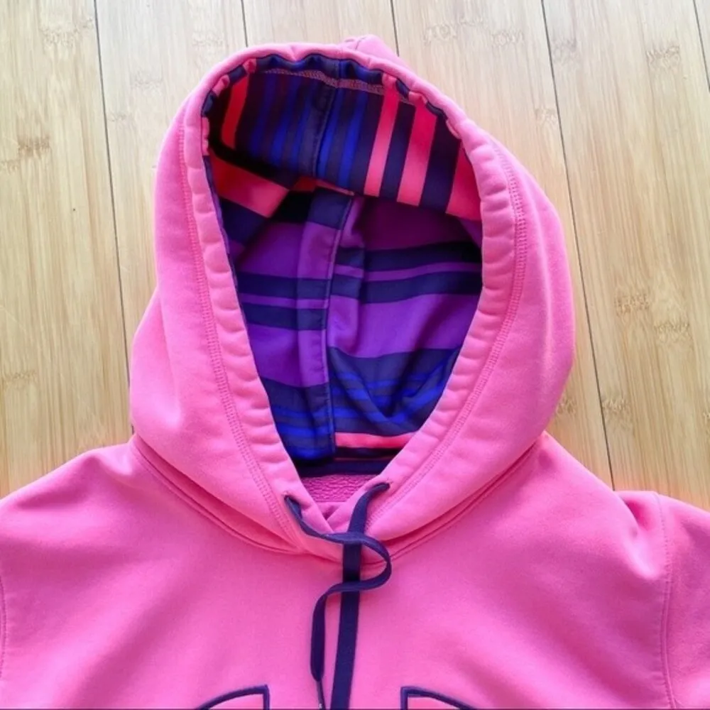 Striped Logo Storm Hoodie Pullover in Pink Size Medium M Womens - Image 2