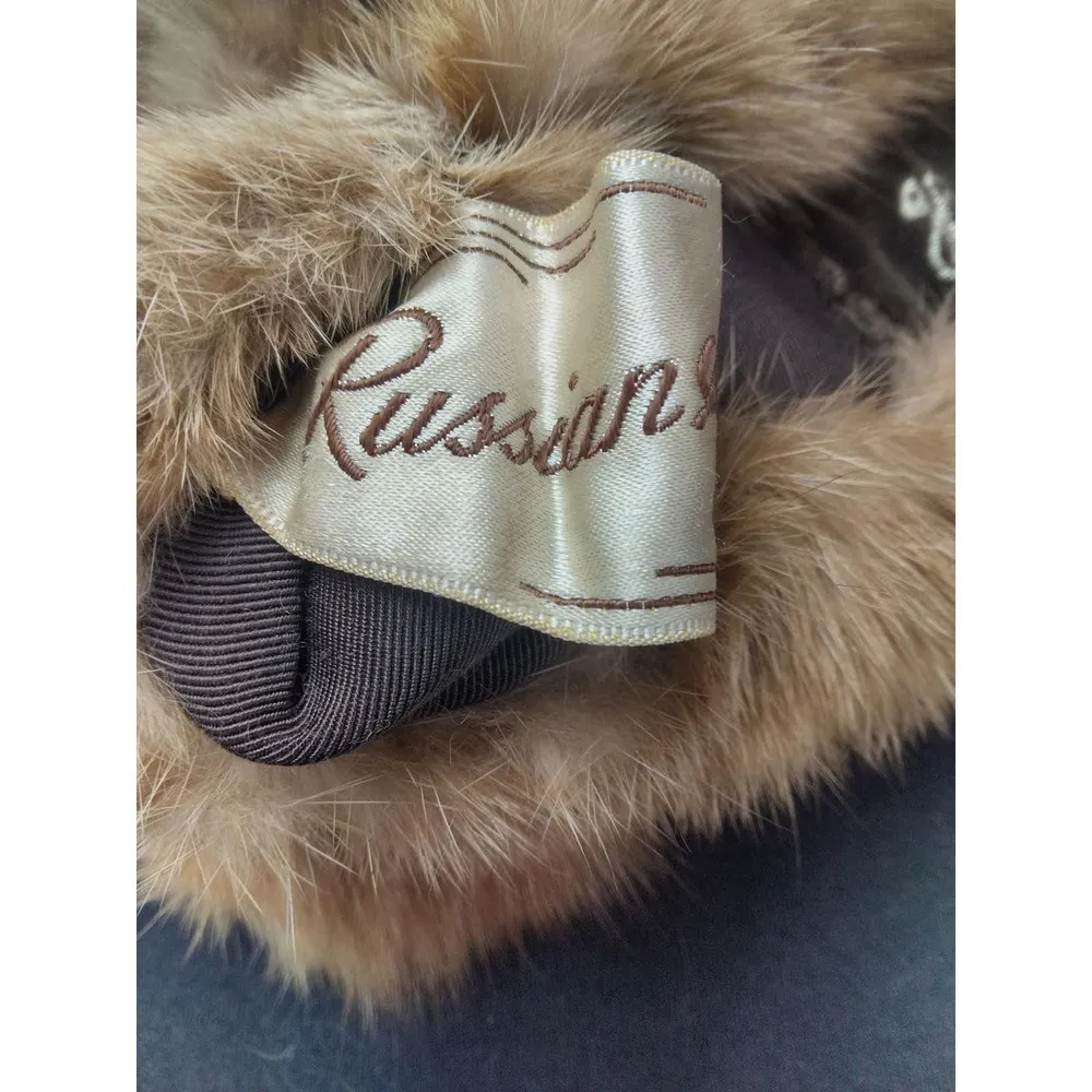 Authentic Russian Sable Fur Stole+ Matching Pillbox Hat VTG 50s Brown Mob Wife - Image 12
