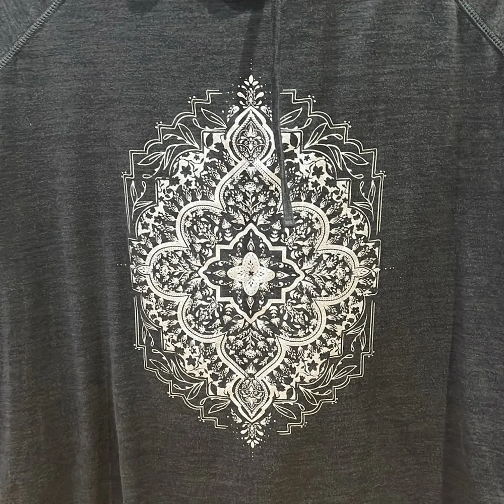 Women’s Gaiam Turtleneck Top With Intricate White Design - Image 2