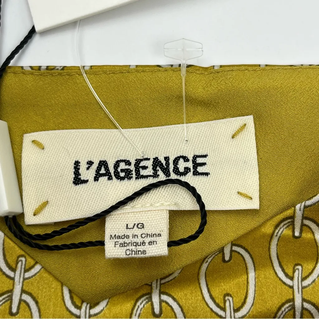 L'AGENCE Jane‎ Chain Print 100% Silk Camisole Goldchamp Womens Size Large NEW - Image 3