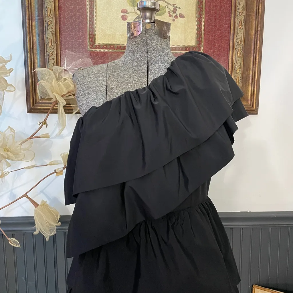 NWT ENDLESS ROSE Anthropologie Black One Shoulder Ruffle Mini Dress Sz Small 💛🎀 - Image 7