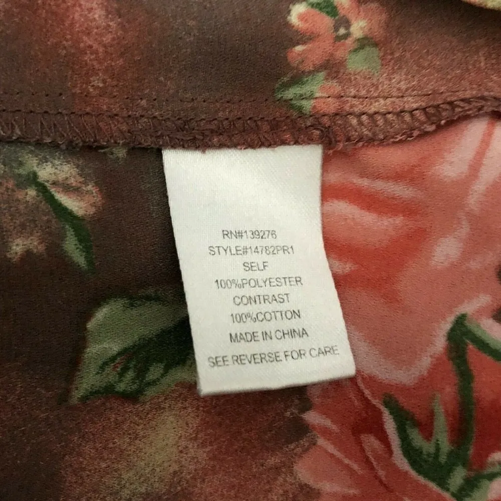 Daniel Rainn Womens Blouse Crochet Sheer Floral Long Sleeve Burgundy Size M - Image 4