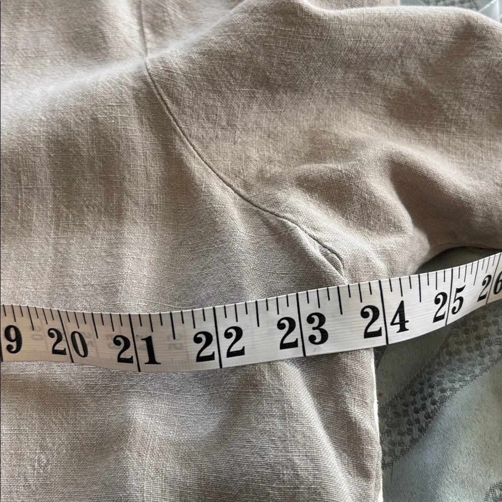 AMANDA GREY BRAND LIGHT GREY LINEN AND TENCEL JACKET MANDARIN COLLAR SIZE XL Tan - Image 11