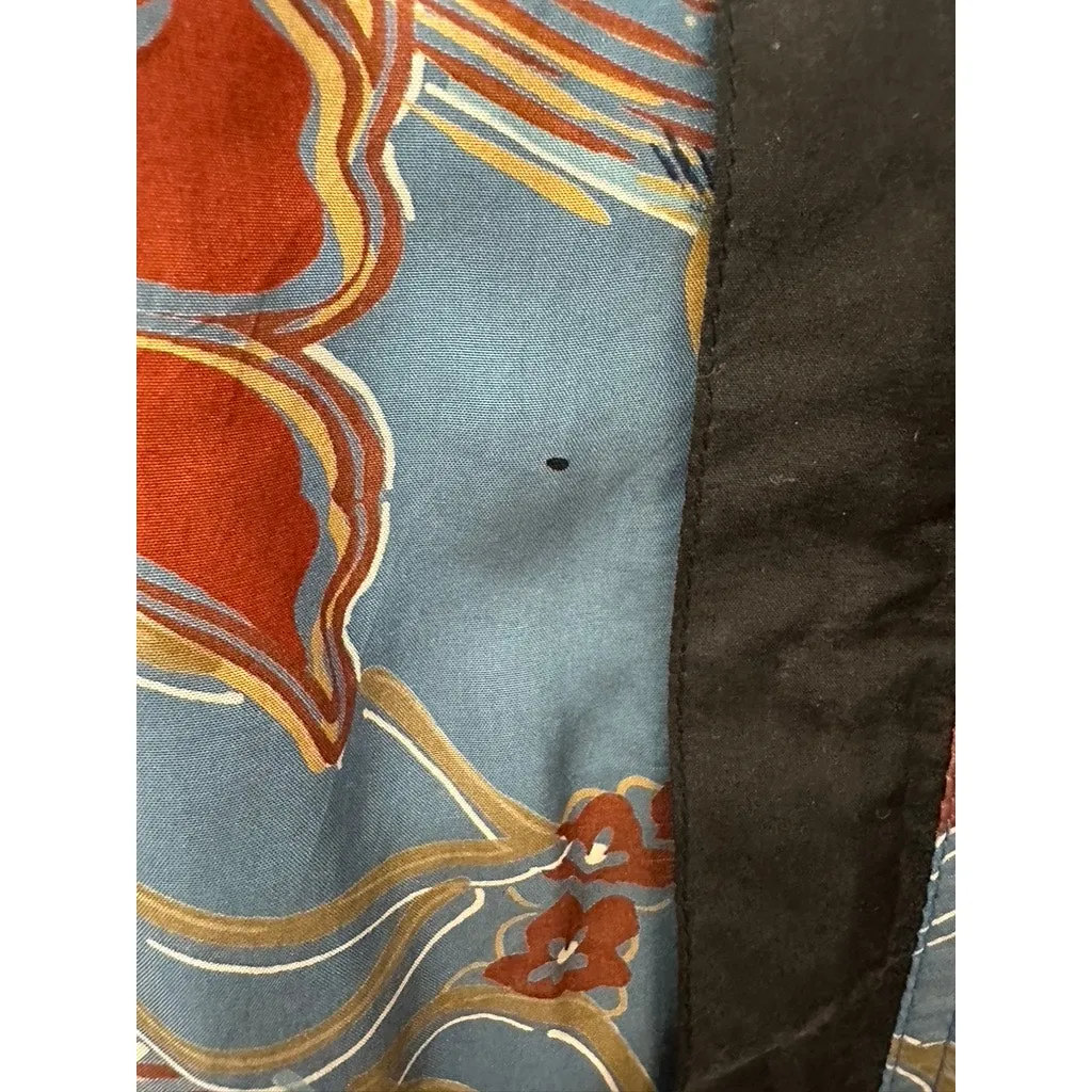 Vintage 100% Silk Blue Floral Bomber Jacket Women's Size XL Shoulder Pads - Image 3