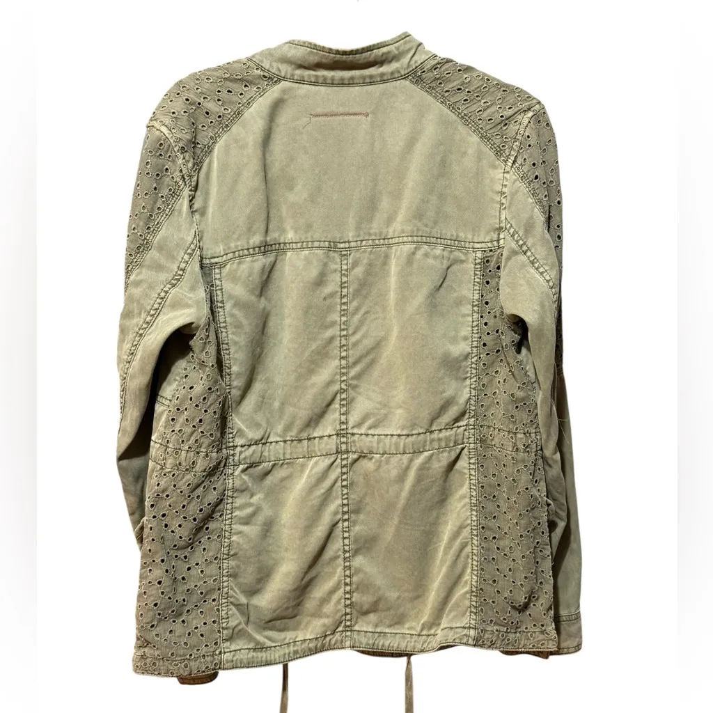 Anthropologie Hei Hei Olive Army Green Marais Utility Jacket Eyelet Pocket Sz M - Image 4