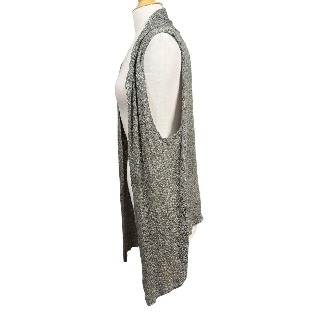 Maglia Silk Blend Open Front Drape Vest Gray Sleeveless Cardigan Medium - Image 6