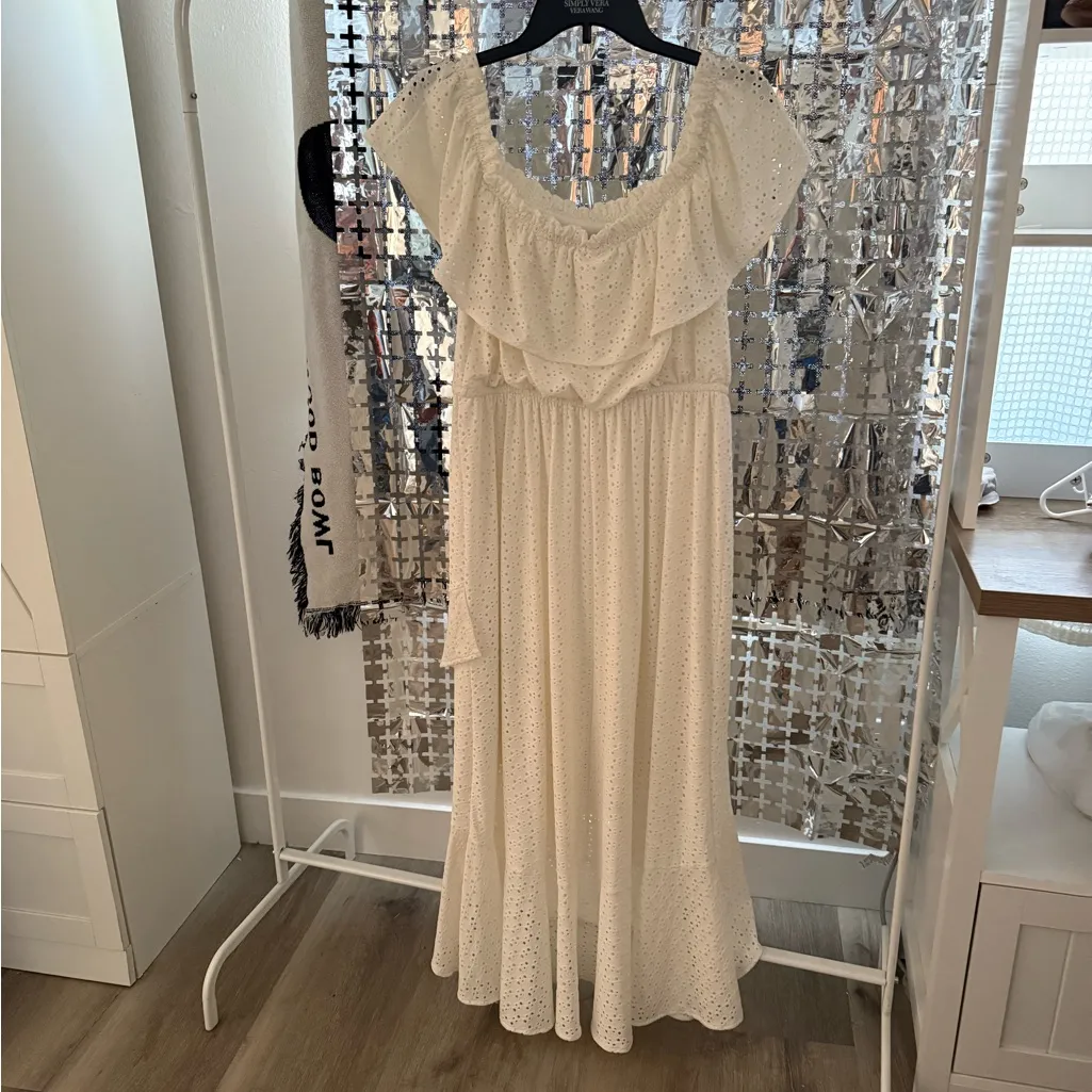 Lane Bryant Off-Shoulder White High Low Dress - Image 5