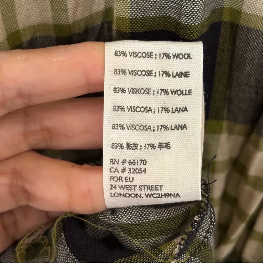 Free People Plaid Button Down Shirt Ruched Sleeve Cinched Waist Frayed Hem NWT - Image 5