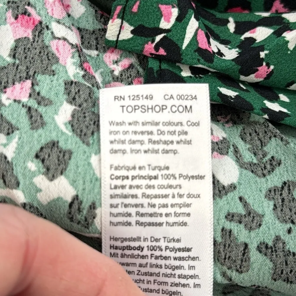 Topshop Green Pink Painted Spot Pleated Asymmetrical Midi Skirt - Image 12