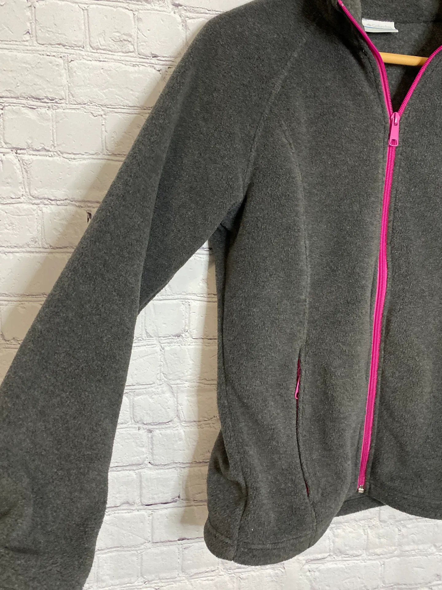 Womens Gray Fleece Full Zip Jacket - Image 5