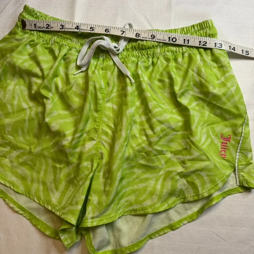 Juicy Couture Y2K Sport Neon Green Zebra Print Mesh Shorts Women’s Medium Lined - Image 9