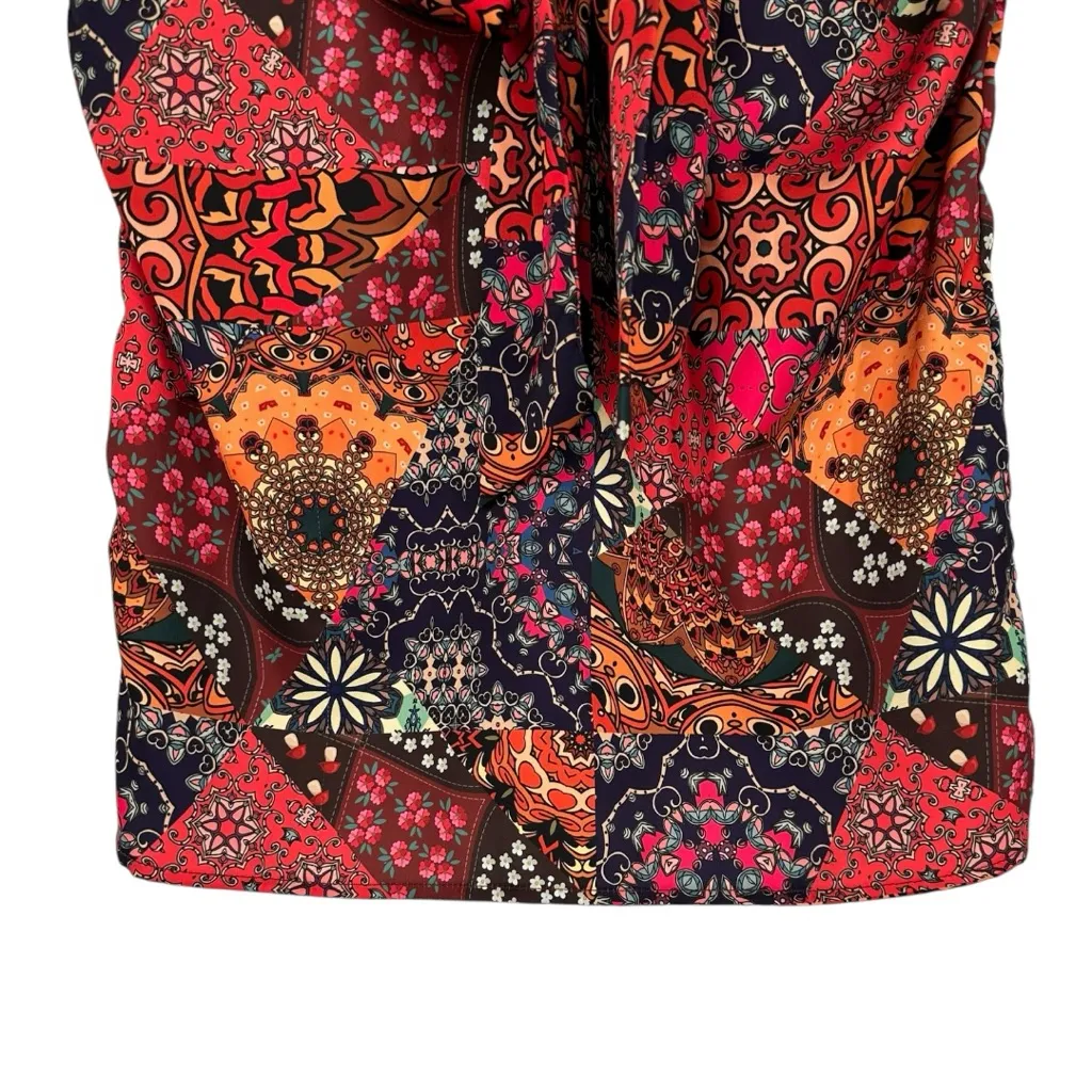 Rachel Zoe Satiny Bandana Print Multicolor Halter Top size Medium Tie Neck Back - Image 5