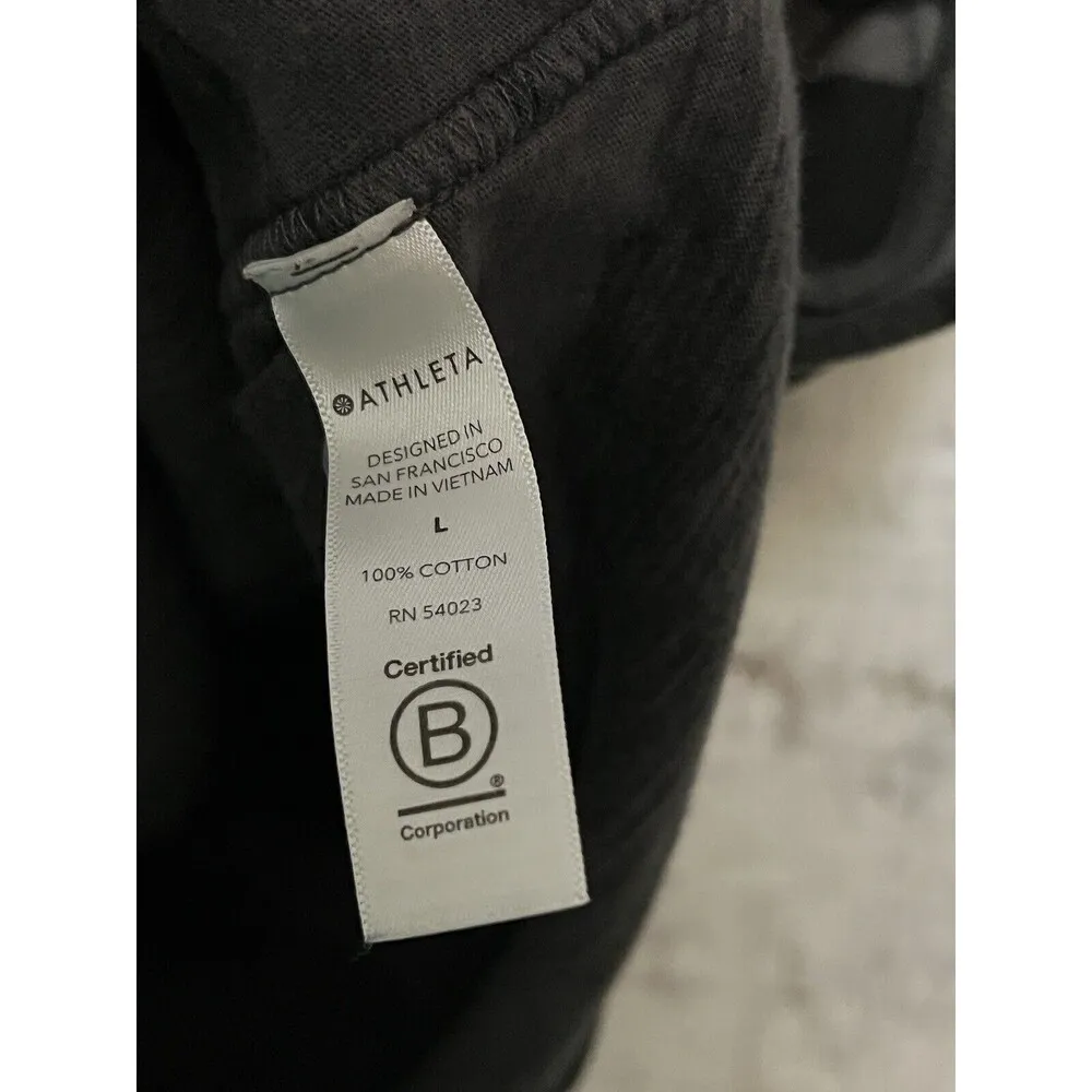 Athleta Womens Organic Daily Camo Short Sleeve Crew Tee - Black / Size Large - Image 4