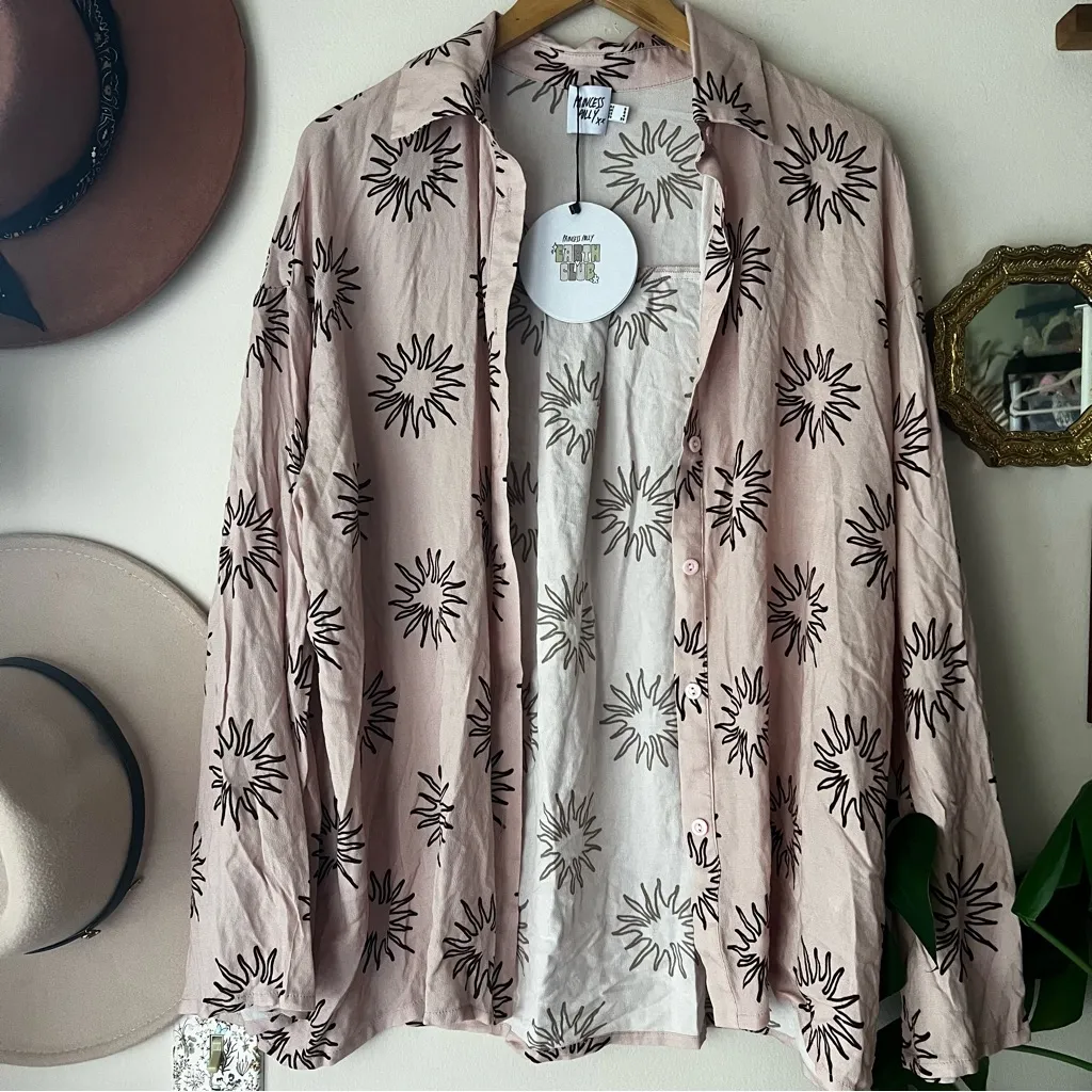 PRINCESS POLLY Freda Shirt Pink‎ Women’s SIZE 4 new boho coastal sun - Image 6