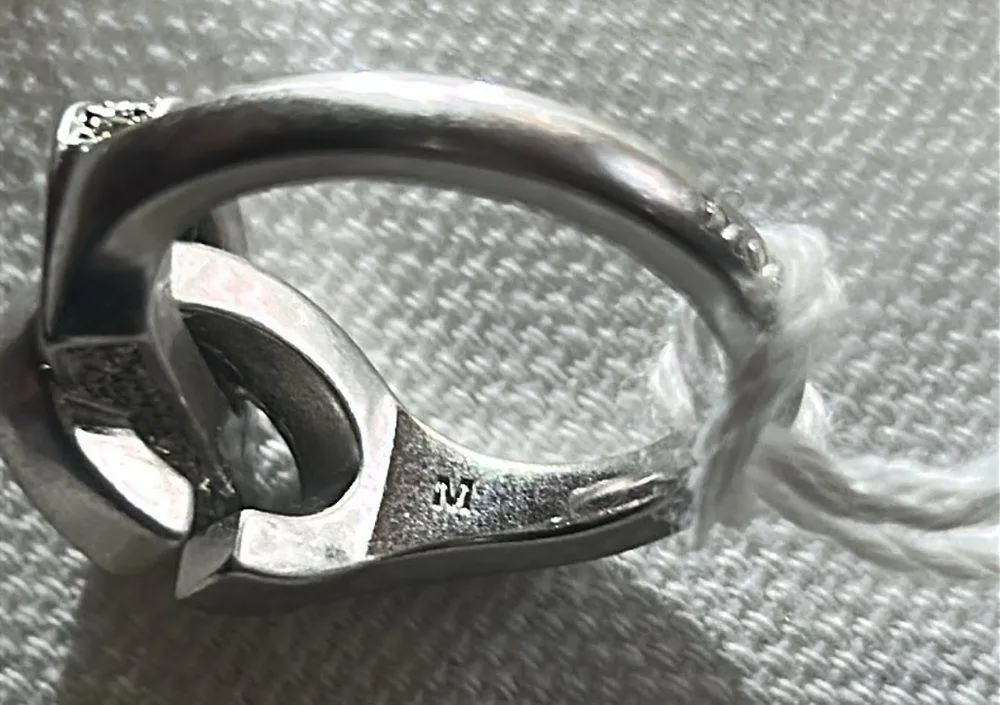 Dior CD Lock Ring Silver-Finish Metal and Silver-Tone Crystals size M - Image 6