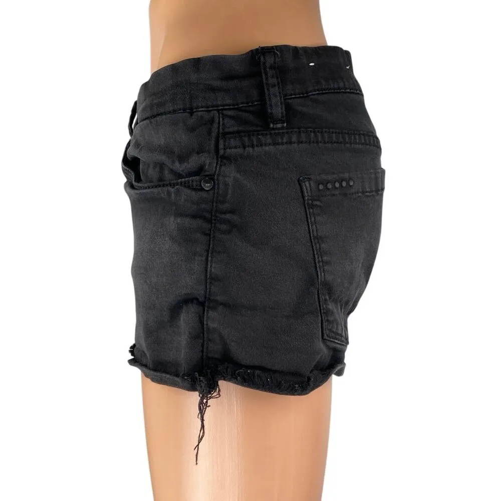 Blank NYC Black Low Rise Distressed Frayed Cut Off Denim Jean Shorts Size 27 - Image 2