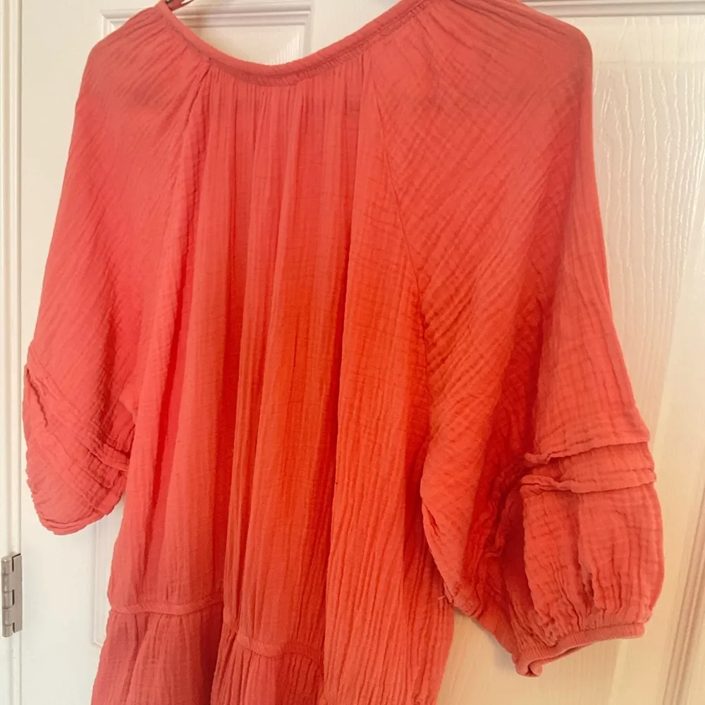 Knox Rose Women's Short Sleeve Gauze Romper Coral Size large - Image 8