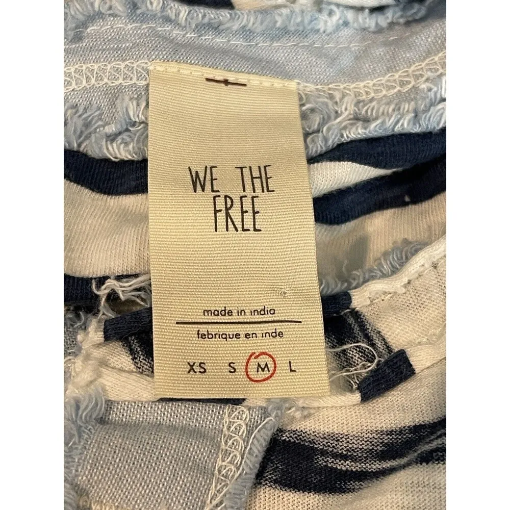 Free People Blue White Nautical Theme Lightly Distressed Sleeveless Top M - Image 7