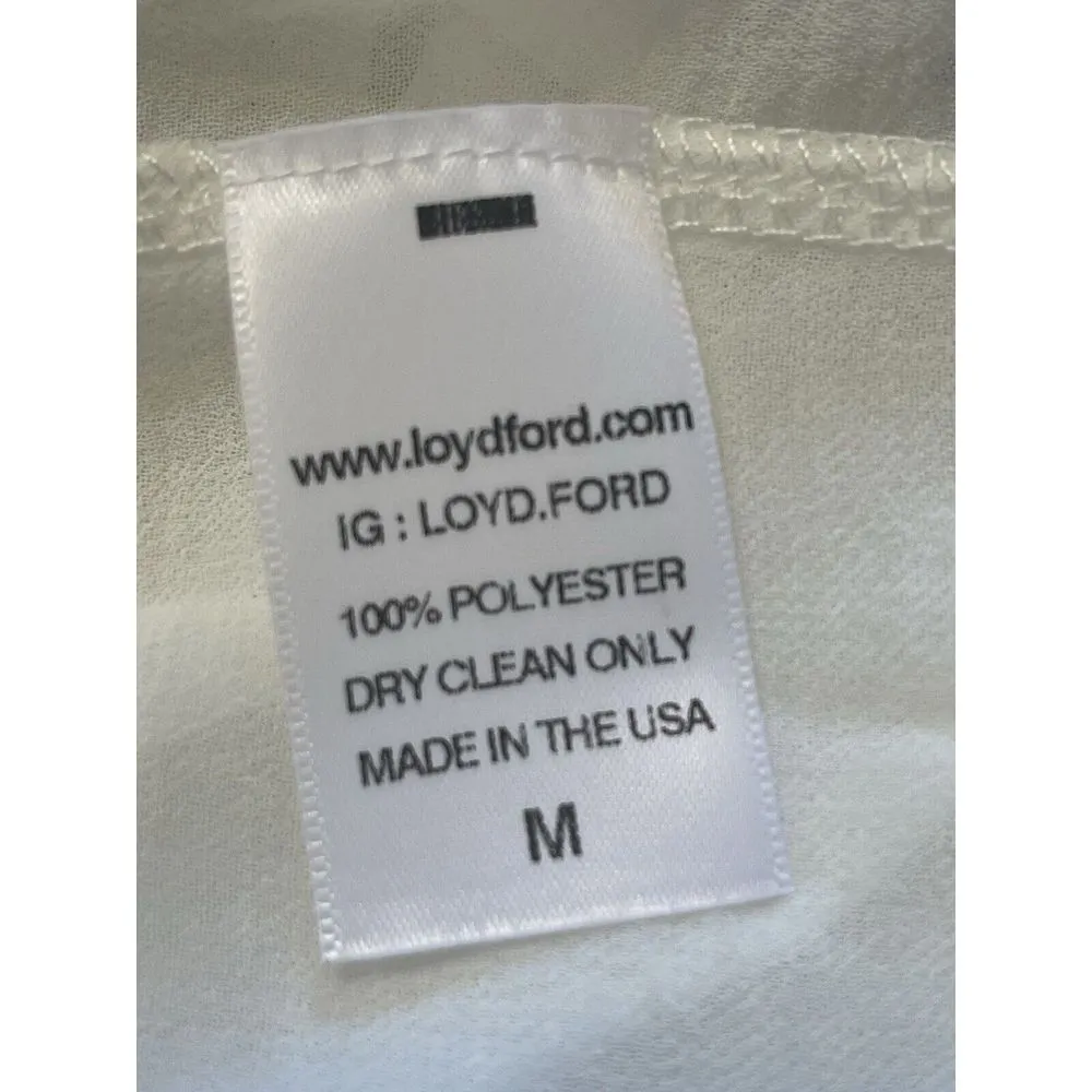 Loyd/Ford Palm Springs Skirt Pleated White Blue‎ Polkadots M Elastic Waist Lined Size M - Image 7