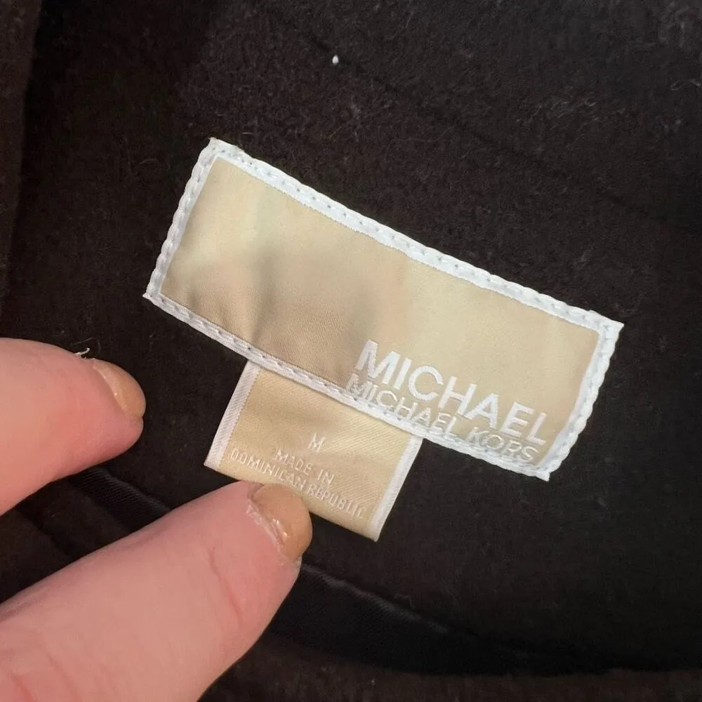 Michael Michael Kors Brown Double Breasted Wool Blend Lined Peacoat Size Medium - Image 8