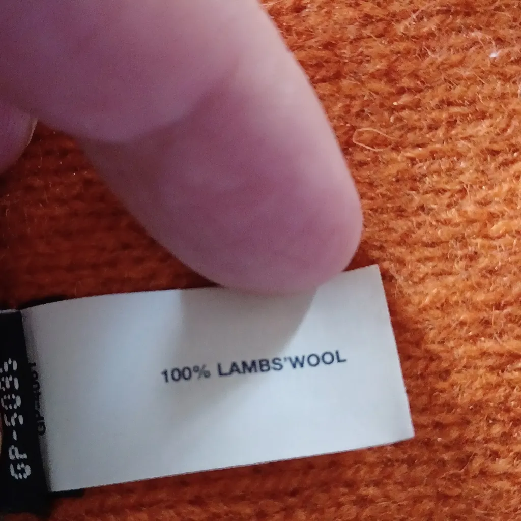 Gap 100% Lambswool scarf Orange w Blue stripes 61 in x 7 in preppy Unisex - Image 4