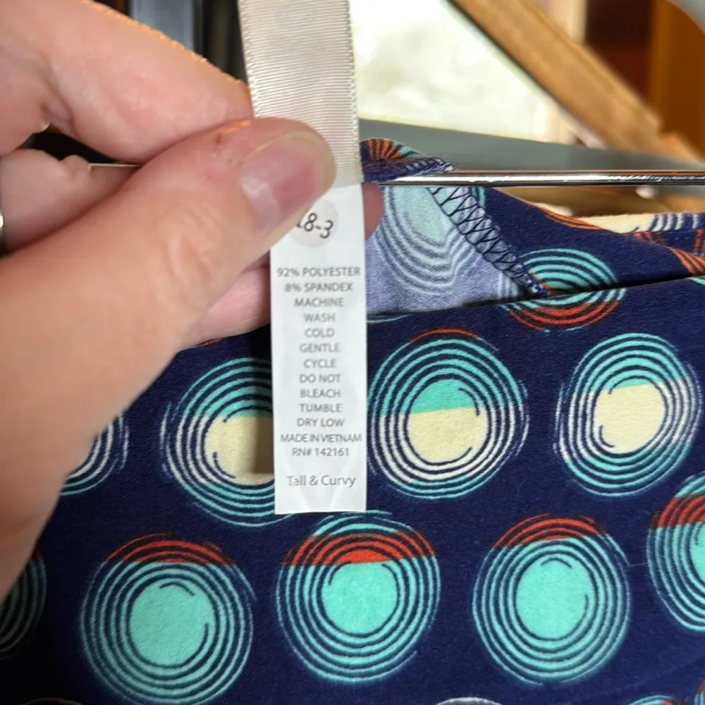 NEW Lularoe TC Tall & Curvy Blue Orange Cream Leggings Size 12-18 - Image 4