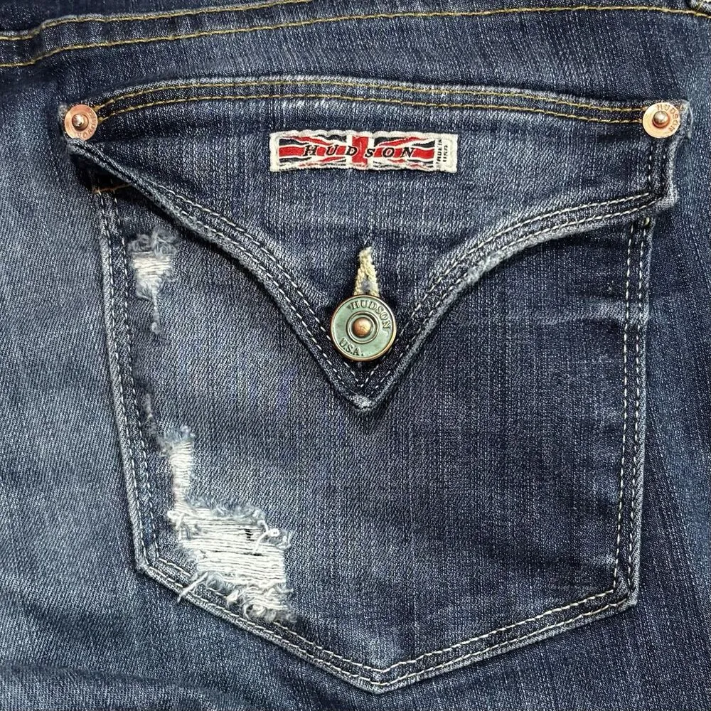 Hudson Ginny Crop Straight Cuff Denim Jeans Women's Size 29 Festival Casual - Image 7