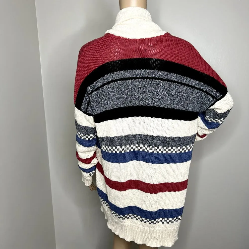 American Eagle Multicolor Striped Knit Cardigan Sweater - Image 3
