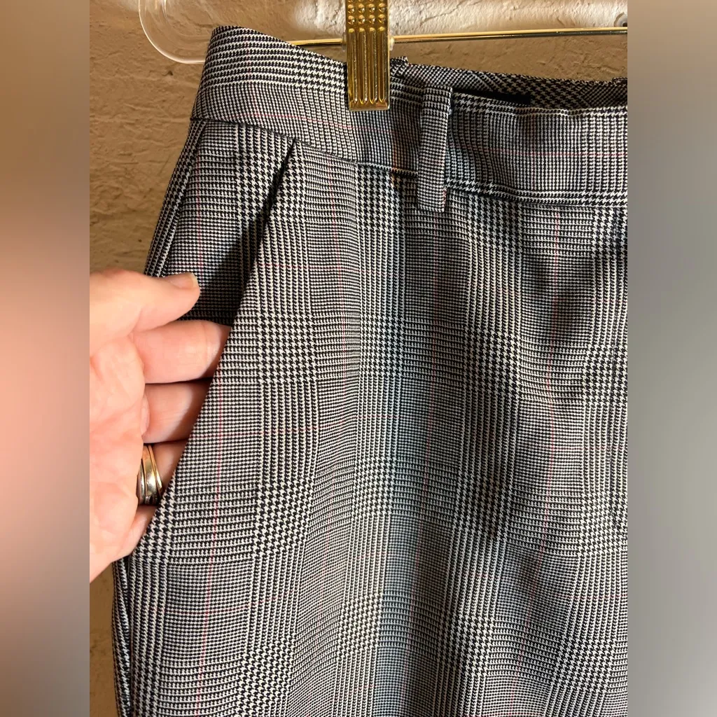 Brooks Brothers Trousers Black White Plaid Houndstooth 100% Wool lined pockets 4 - Image 4
