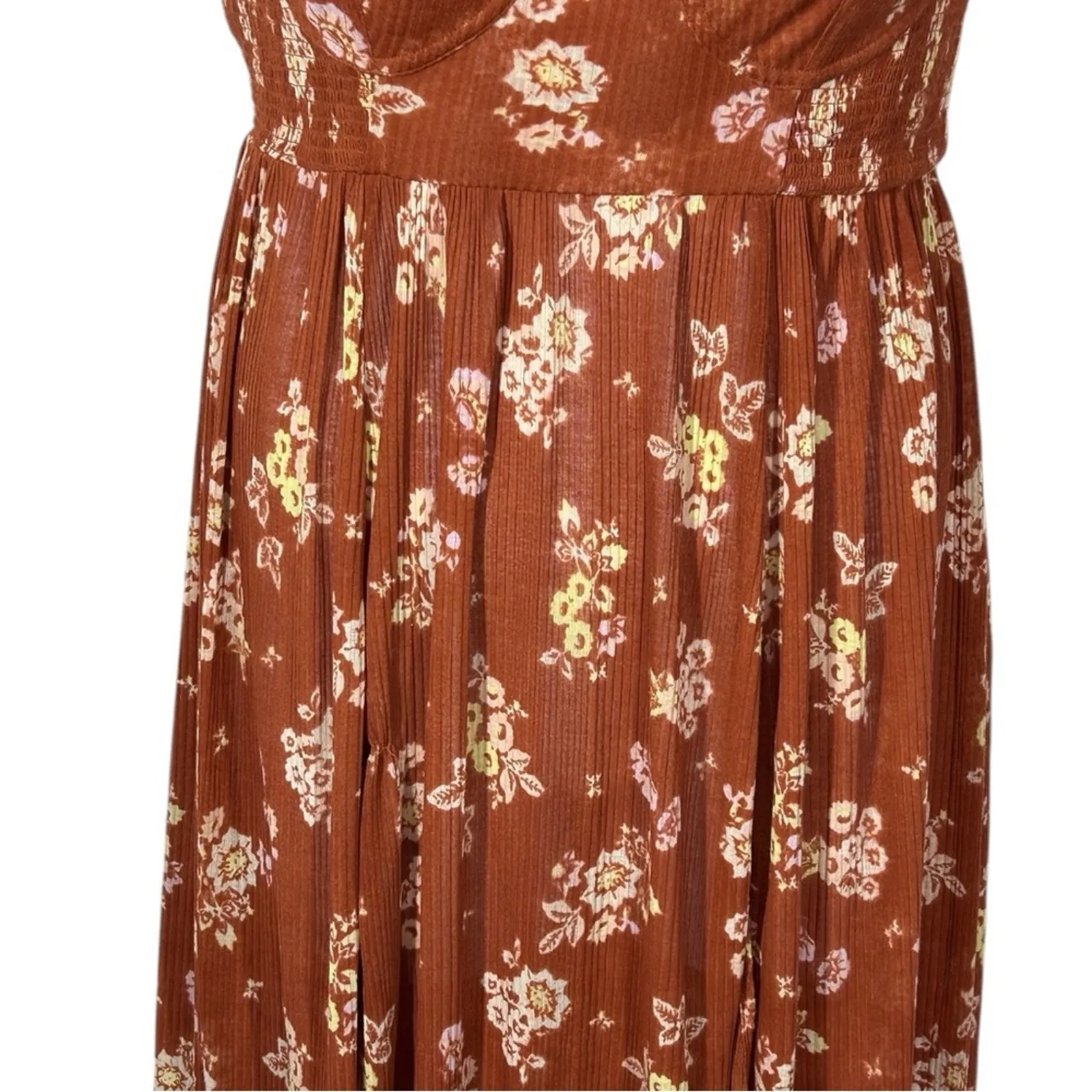 Free People Strapless Kitty Tube Tunic Dress Floral Split Hem Size L - Image 6