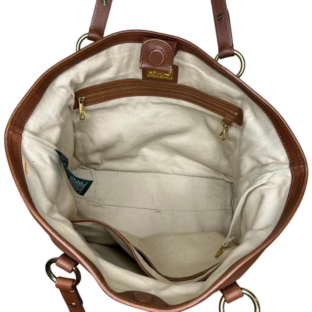 Lauren Ralph Lauren Brown Leather Putnam Chatsworth Crest Vintage Shoulder Bag - Image 9