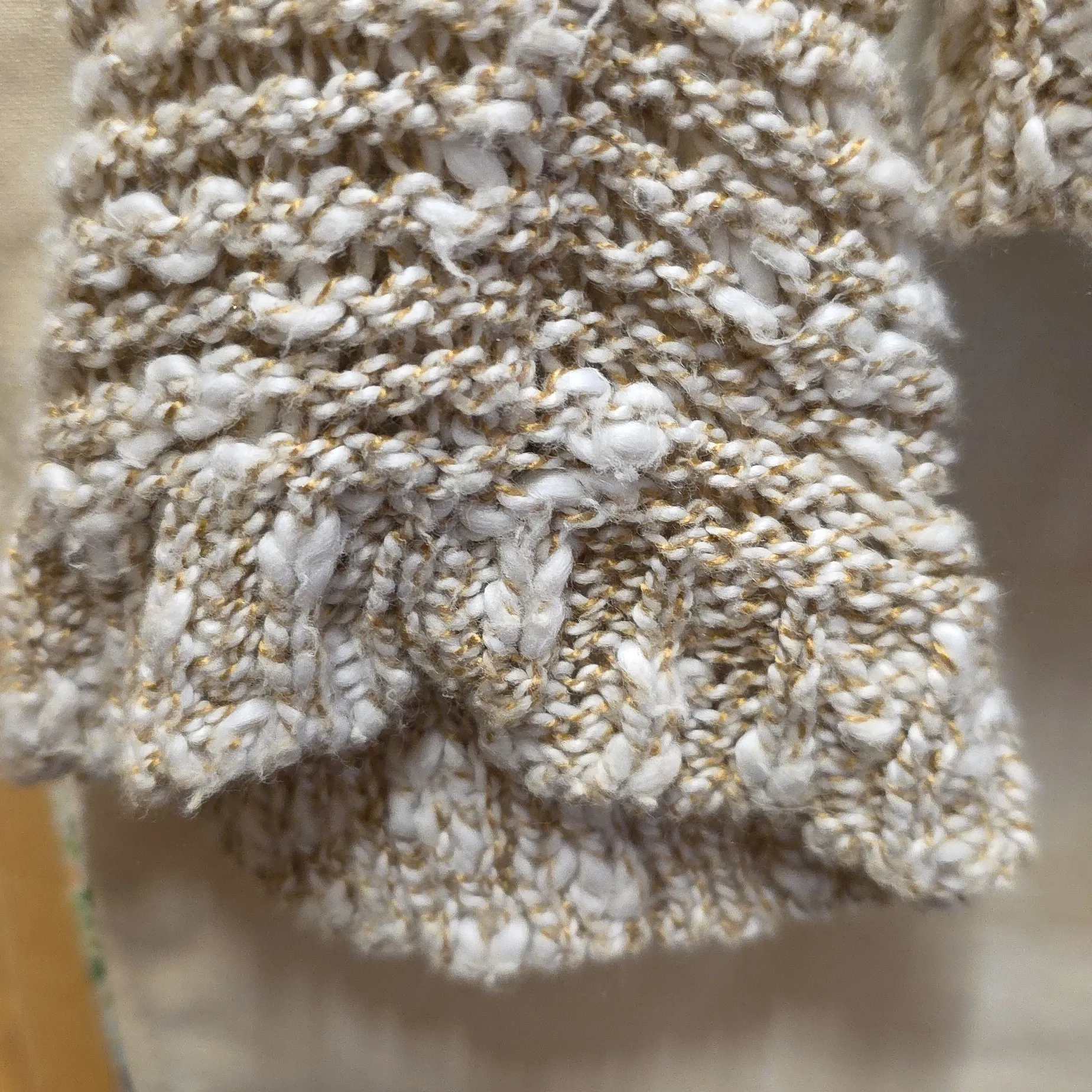 Roxy Cream and Tan Knit Sweater Hoodie Juniors Size Medium - Image 5