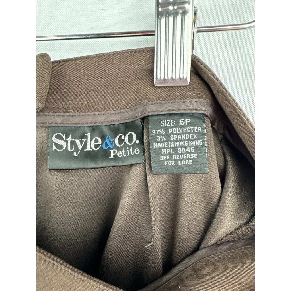 Style&Co. Petite Brown Skirt 6P Polyester/Spandex Made In Hong Kong - Image 3