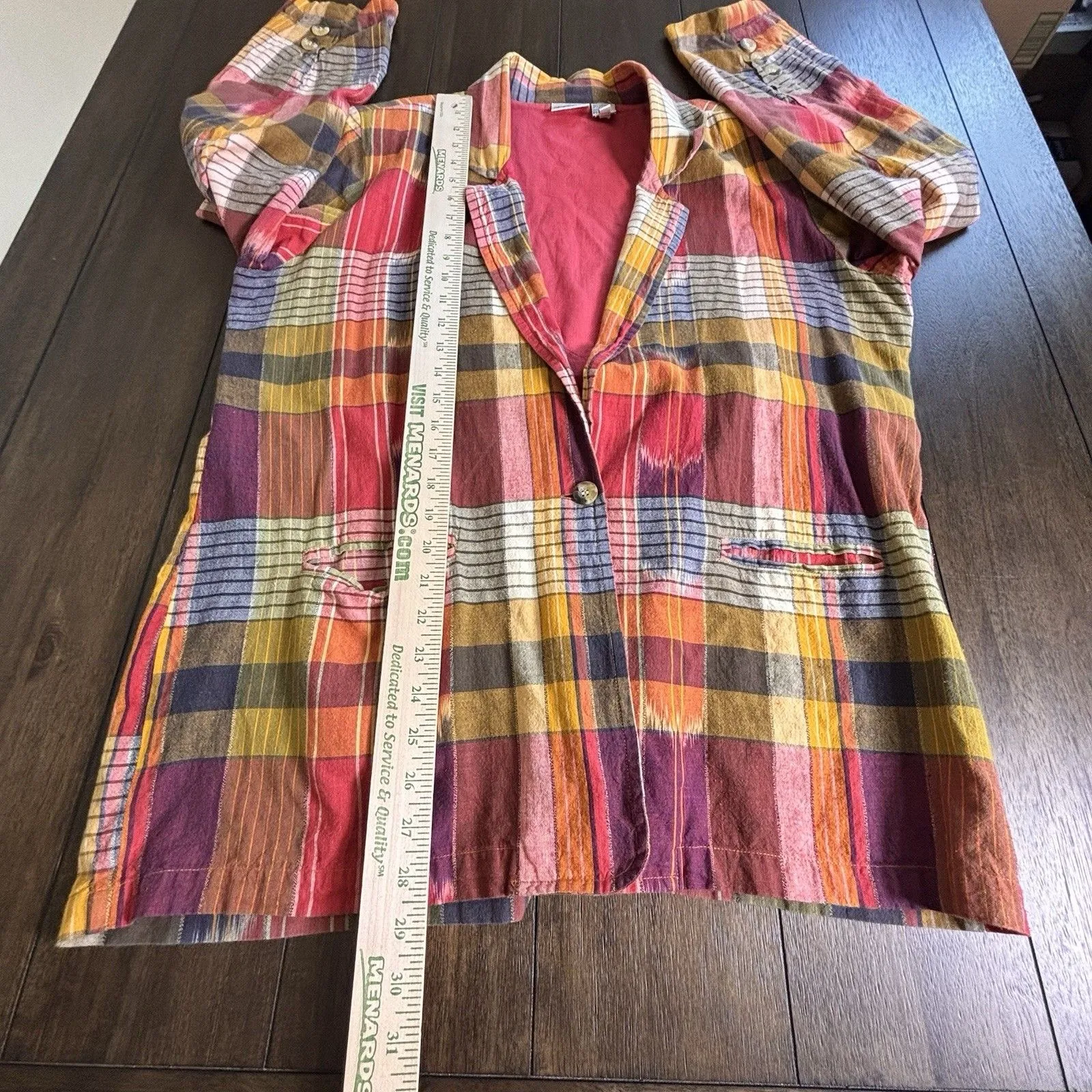 Vintage Newport News Madras Plaid Business Jacket Womens XL Fall Plaid Office - Image 4