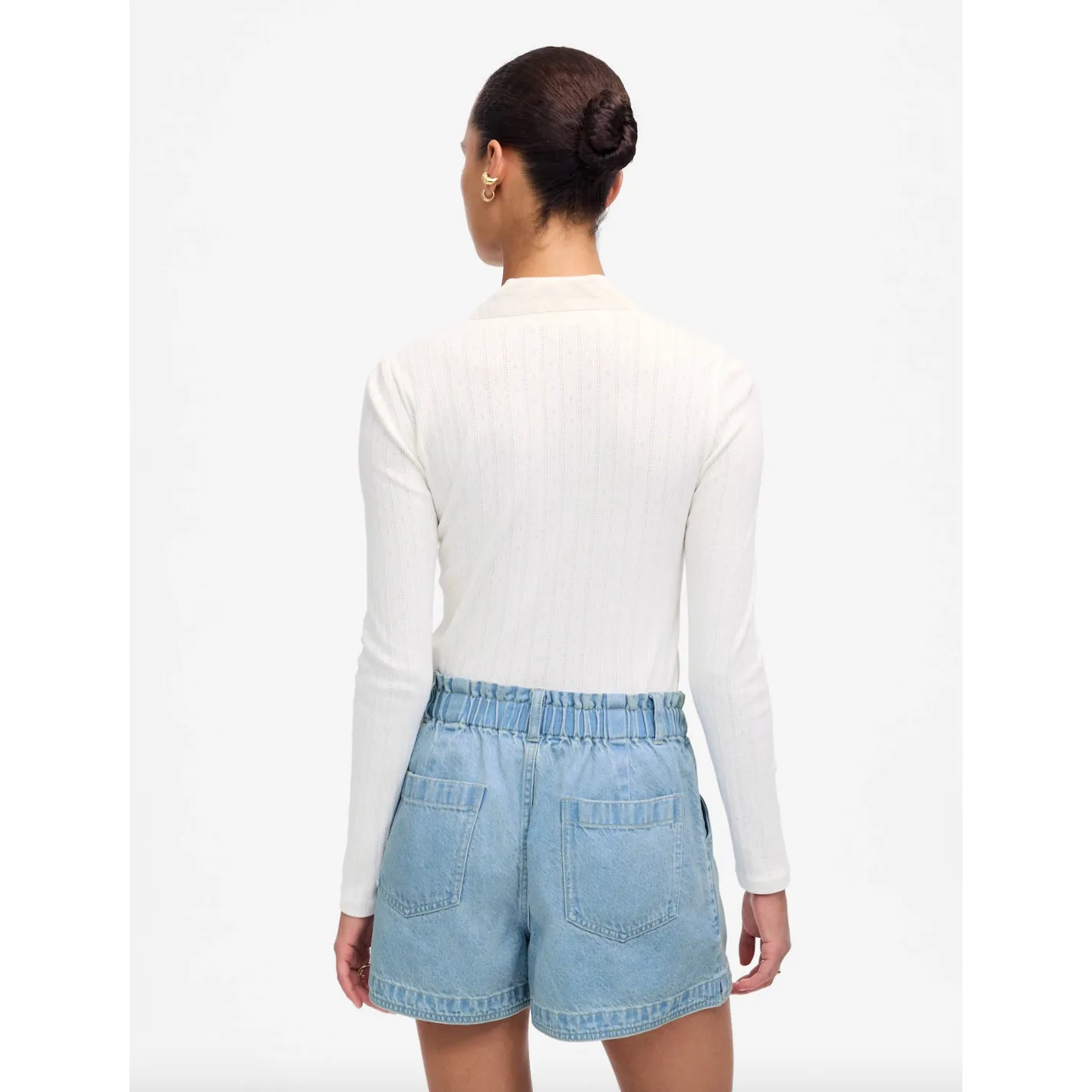 Madewell Tie Waist Denim Shorts Kelleyville Wash Airy Blue Mid Rise Large NWT - Image 4