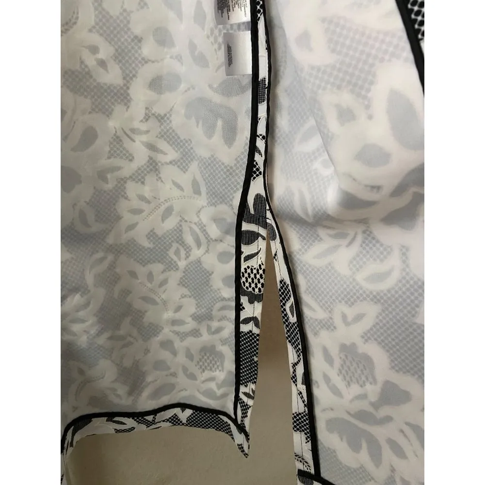 New Jones Studio Black White Floral Mid Length Embroidered Blazer Jacket Sz XS - Image 3