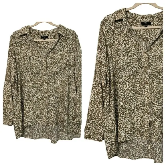 Tinsel Ladies Button Up BOHO Leopard Print Safari Blouse Size 1X Plus Size - Image 2