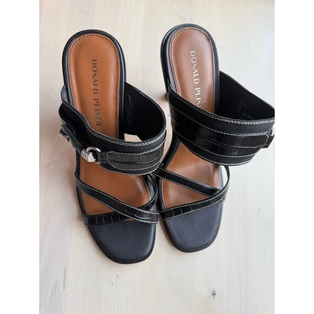 Donald Pliner black buckled retro ERICA slide sandal  size 10 - Image 3