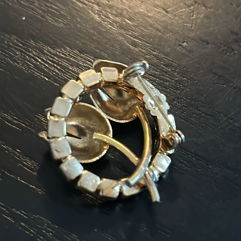 2 Rhinestone circle pins featuring Flowers Gold - Image 8